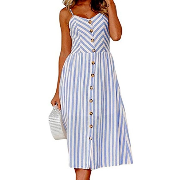 Kimberly Dawn Dresses & Skirts -  Striped Button Down Midi Dress